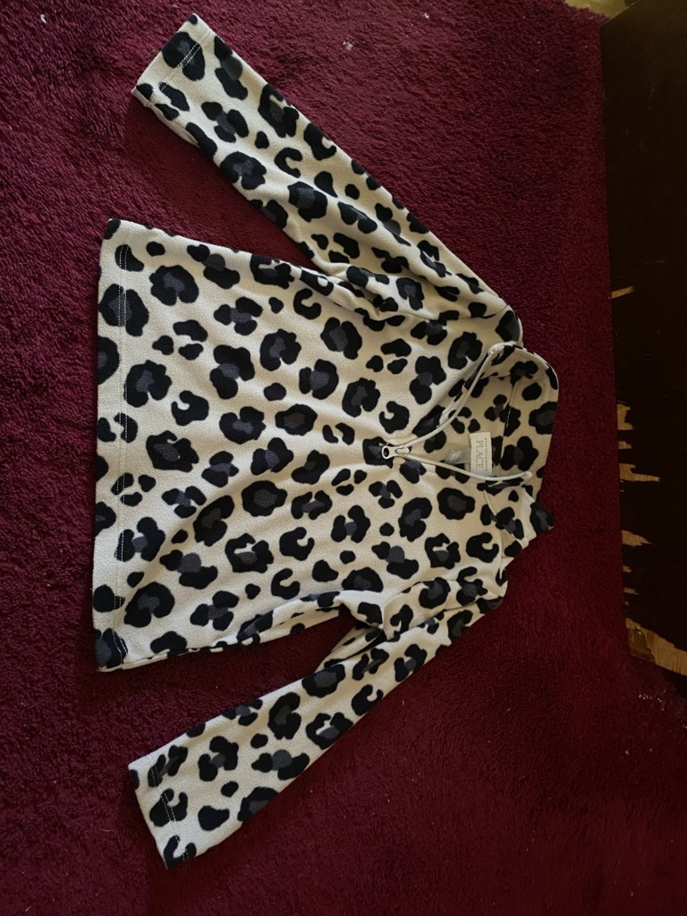 The Children's Place Fleece Black and White Leopard Half-Zip Pullover